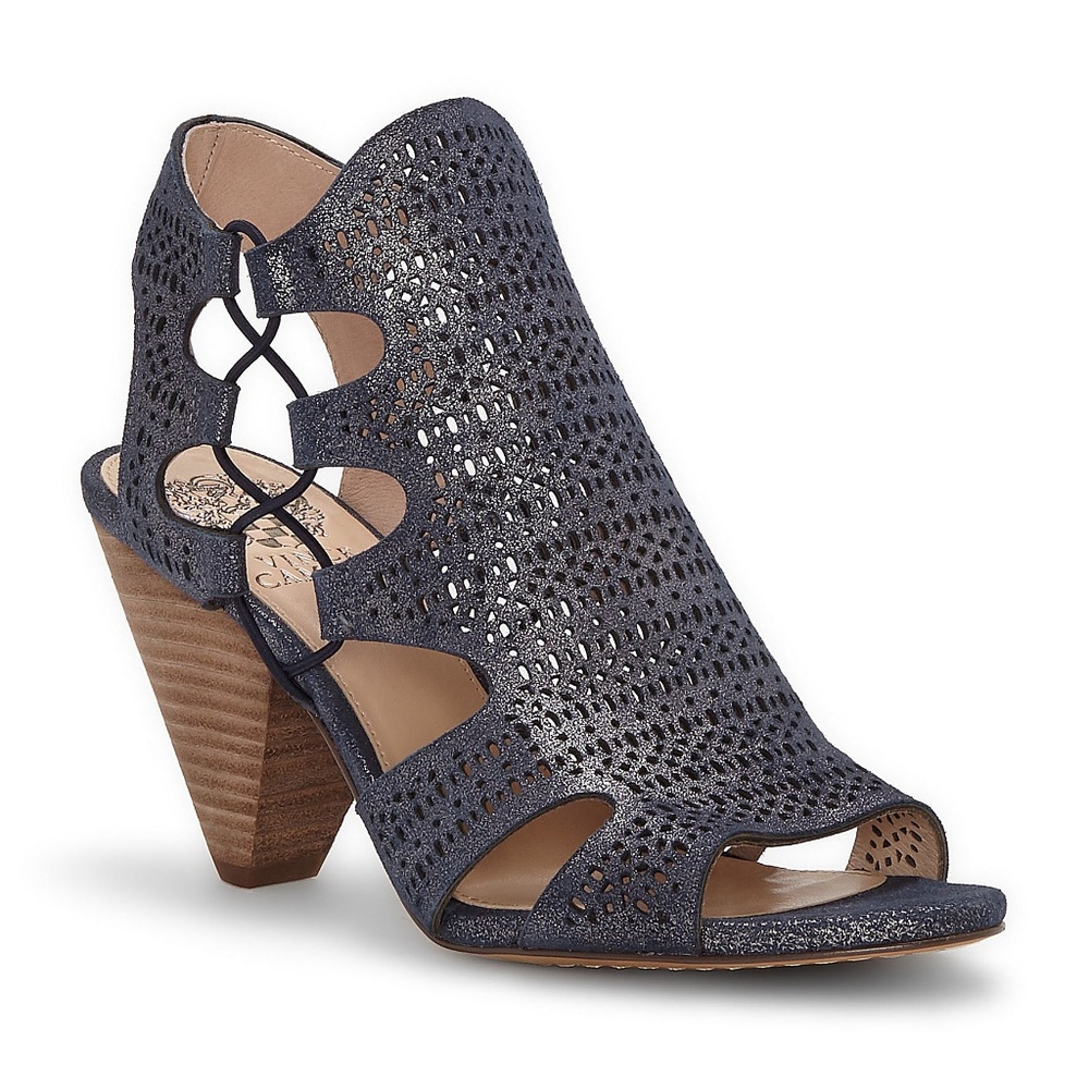 Eadon Metallic Laser cut Suede Peep-Toe Shooties